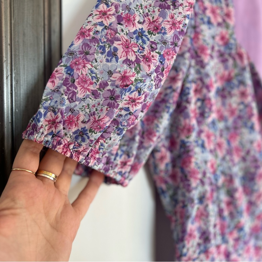 ASTR the Label Sweetheart Neck Maxi Dress in Pink Purple Blue Ditzy, L - Picture 5 of 11